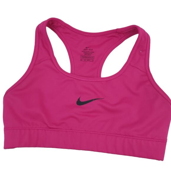 Nike Dri-fit Sports Bra X-Small Pink Racerback Swoosh, Elastic Band Wireless XS - Picture 1 of 3